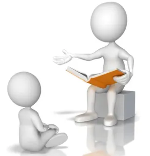 🗣 stick figure, reading, story, child, adult, book, learning telegram sticker