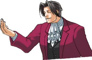 😎 Miles Edgeworth Ace Attorney Anime, Adwokat, Prawnik, Pewny siebie, Garnitur telegram sticker