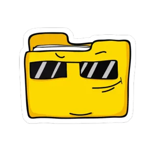 😎 folder, sunglasses, cartoon, cool, file, yellow, emoticon telegram sticker