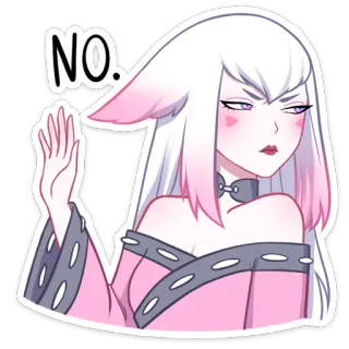 🖐 NO. no, anime, character, sticker, female, disagreement telegram sticker
