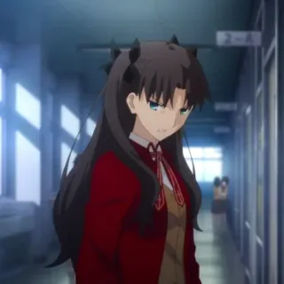 😡 Rin Tohsaka Fate/stay night anime, personaggio, ragazza, capelli lunghi telegram sticker