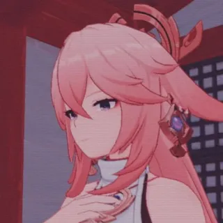 😶 Yae Miko Genshin Impact Anime, Video game, Genshin Impact, Yae Miko, Waifu, Karakter, Rambut merah muda telegram sticker