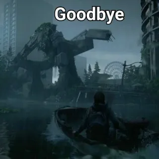 👋 The Last of Us Part II Goodbye postapocalíptico, barco, juego, paisaje, agua, ciudad telegram sticker