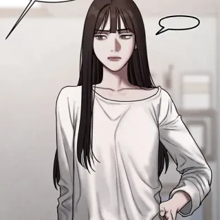 💀 phụ nữ, tóc dài, hoạt hình, manga, phong cách Hàn Quốc, bong bóng thoại whatsapp sticker