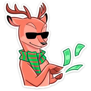 😎 rusa, uang, keren, kacamata hitam, syal, tunai, binatang telegram sticker