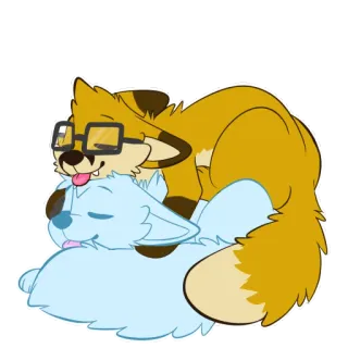 ☺️ cartoon, animal, dog, glasses, hug, cute, pet telegram sticker