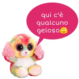 😌 qui c'è qualcuno geloso jealous, cute, animal, dog, toy telegram sticker