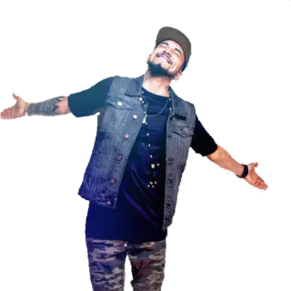 😁 homme, personne, bras ouverts, bras tatoués, décontracté, pose whatsapp sticker