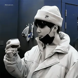 🫀 man, beanie, winter, jacket, coffee, drink, portrait telegram sticker