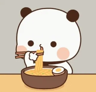 ⭐ Panda, Makan, Mie, Ramen, Lucu, Kartun, Kawaii, Makanan telegram sticker