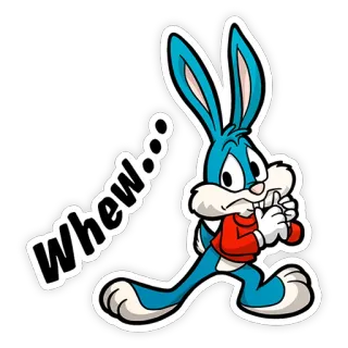 🤭 whew... lapin, dessin animé, ouf, soulagement, épuisé telegram sticker