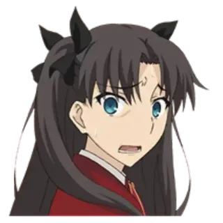 😰 Rin Tohsaka Fate/stay night anime, female, character, cartoon, rin tohsaka, fate/stay night whatsapp sticker