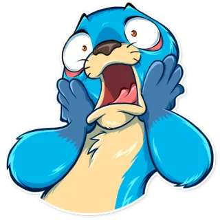 😱 Otter, Blau, Cartoon, Geschockt, Besorgt, Ängstlich telegram sticker