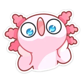 😮 axolotl, mignon, rose, animal, autocollant, dessin animé whatsapp sticker