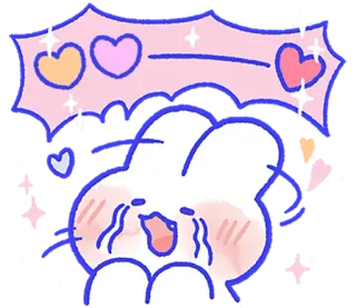 ❤️ mignon, lapin, lapinou, pleurer, émotionnel, coeurs, kawaii, autocollant telegram sticker