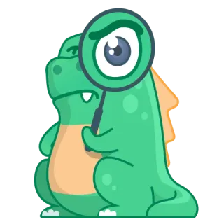 👁 恐龙, 爬行动物, 放大镜, 卡通, 搜索, 可爱 whatsapp sticker