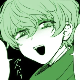 🌟 ズバッ Anime, Manga, Tóc xanh lá, Nam, Biểu cảm whatsapp sticker