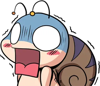 😱 dibujos animados, caracol, impactado, anime, expresión, miedo, lindo whatsapp sticker