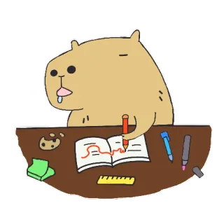 🤪 capivara, estudando, fofo, animal, kawaii telegram sticker