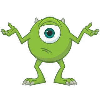 🤷‍♂️ Mike Wazowski Monsters, Inc. monster, grün, einäugig, achselzucken, cartoon telegram sticker
