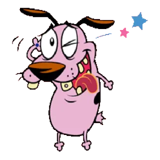 😞 Courage Courage the Cowardly Dog, cartoon, dog, scared, pink, animation telegram sticker