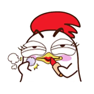 💋 Huhn, Cartoon, Make-up, Lippenstift, Süß, Tier telegram sticker