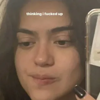 😡 thinking i fucked up rosto, pensando, expressão, selfie, mulher telegram sticker