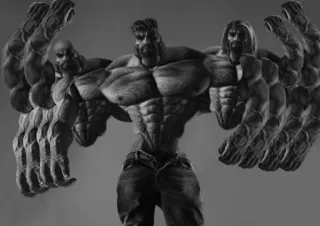 💪 Meme, Bodybuilder, Muskeln, Stark, Gigachad, Fitness, Fitnessstudio whatsapp sticker