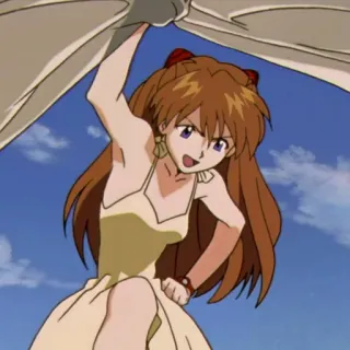 😀 Asuka Neon Genesis Evangelion anime, character, girl, scenery telegram sticker