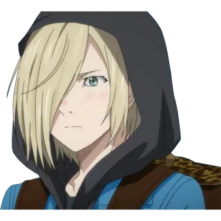 😚 Yuri Plisetsky Yuri on Ice Аниме, Yuri on Ice, Юрий Плисецкий, Мультфильм, Персонаж, Блондин, Толстовка whatsapp sticker