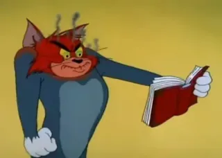 😡 Tom Tom and Jerry Cartoon, Katze, Wut, Buch, Lesen telegram sticker