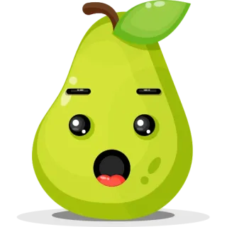 😯 梨, 水果, 卡通, 可爱, 表情符号, 可爱 telegram sticker