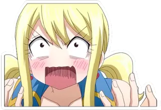 😣 Lucy Аниме, Мультфильм, Смешной, Удивлённый, Восторженный, Персонаж telegram sticker