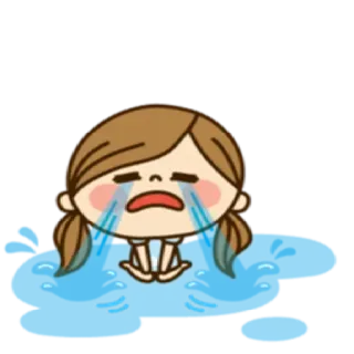 😭 pleurer, triste, larmes, émotion, dessin animé, femme whatsapp sticker