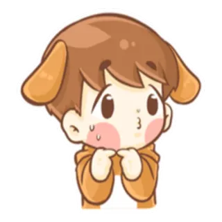 ☺️ fofo, desenho animado, adesivo, menino, orelhas de cachorro, kawaii telegram sticker