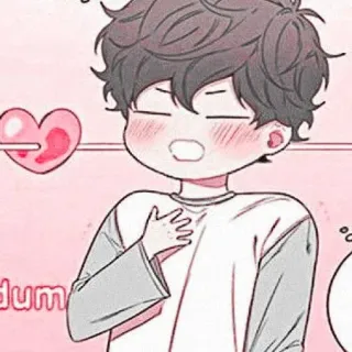 🐇 anime, cartone animato, ragazzo, carino, kawaii, cuore, lecca lecca whatsapp sticker
