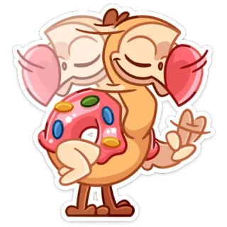 ☺️ donut, uccello, animale, cartone animato, cibo, dolce, carino, divertente whatsapp sticker
