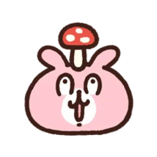 😱 Hase, Pilz, süß, Cartoon, rosa, Tier telegram sticker