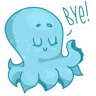 👋 BYE! octopus, cute, cartoon, sea creature, goodbye, bye telegram sticker
