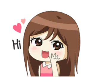 ✋ Cartone animato, Anime, Ragazza, Carino, Cuori, Saluto telegram sticker