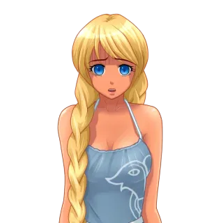 🥺 dziewczyna anime, blondynka, warkocz, zaniepokojona, słodka, niebieskie oczy telegram sticker