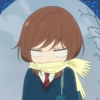 🥡 anime, girl, school uniform, cartoon, scarf, cute, funny face telegram sticker