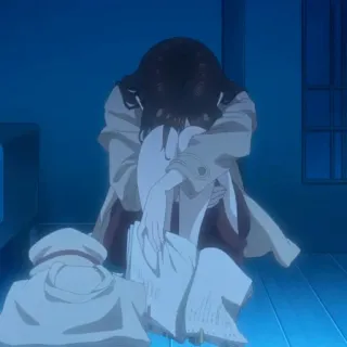 🍓 triste, chorando, anime, garota, solitário, melancolia telegram sticker
