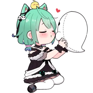 😘 anime girl, chibi, cute, ghost, kawaii, sticker telegram sticker
