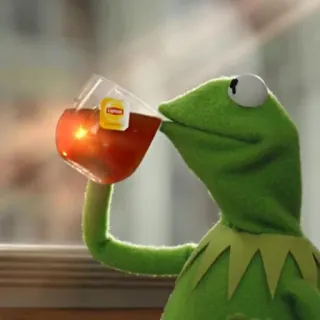 🐸 Kermit Kermit la rana, tè, meme, sorseggiare tè, Muppets, rana telegram sticker