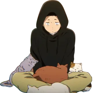 🥺 anime, cats, hoodie, sitting, relaxed telegram sticker