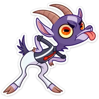 😝 goat, cartoon, animal, funny, character, sticker, illustration telegram sticker