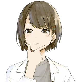 🤔 Аниме, Девушка, Думает, Женщина, Портрет telegram sticker