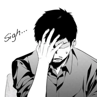 🤦 Sigh... 애니메이션, 만화, 한숨, 피곤, 좌절, 스트레스 telegram sticker