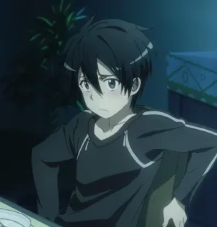😦 Kirito Sword Art Online Anime, Personaggio, Kirito, Sword Art Online, Cartone animato telegram sticker